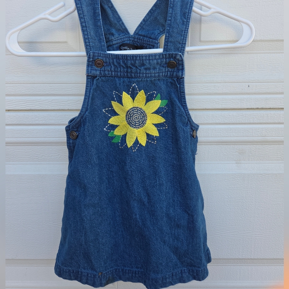Denim Sunflower Kids Overall Dress